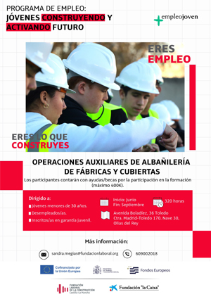 cartel jovenes construyendo activando futuro
